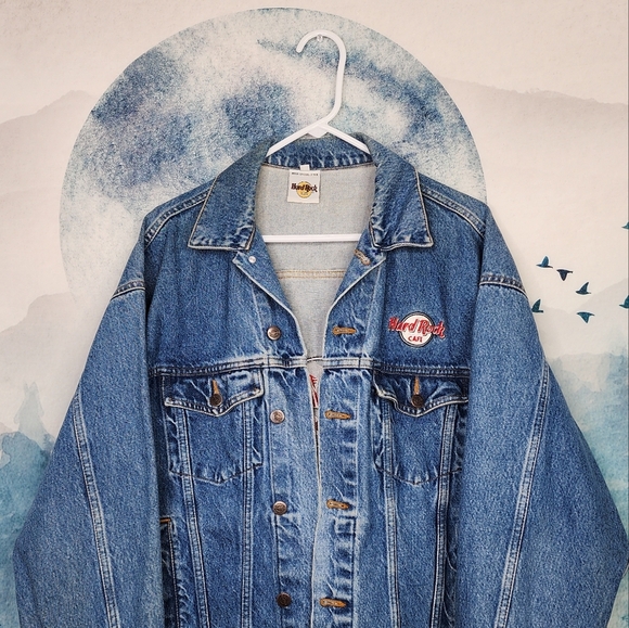 VTG Hard Rock Cafe Puerto Vallarta Jean Jacket Adult Large - Picture 2 of 15